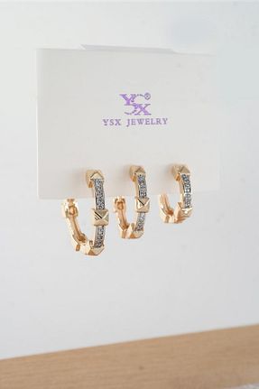 گوشواره استیل (فولاد) طلائی استیل (فولاد) By Zeyna Aksesuar - کد 887606249