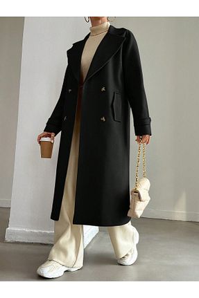 پالتو پشمی مشکی زنانه Loose diaves - کد 861289632