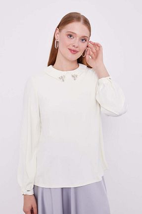 بلوز سفید زنانه ساده Levidor - کد 887633493