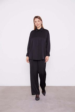 ست بالاتنه و پائین تنه حجاب مشکی زنانه اورسایز Levidor - کد 887637202