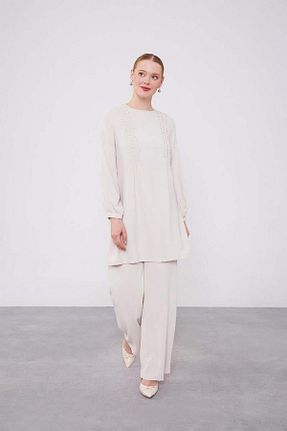 ست بالاتنه و پائین تنه حجاب بژ زنانه رگولار Levidor - کد 887636868