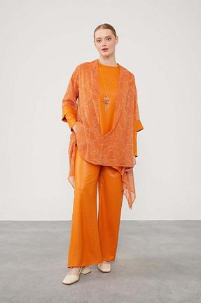 ست بالاتنه و پائین تنه حجاب نارنجی زنانه اورسایز Levidor - کد 887637121