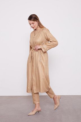 ست بالاتنه و پائین تنه حجاب بژ زنانه اورسایز Levidor - کد 887642995