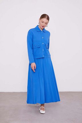 ست بالاتنه و پائین تنه حجاب سرمه ای زنانه رگولار Levidor - کد 887636267