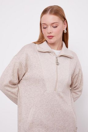 ست بالاتنه و پائین تنه حجاب بژ زنانه اورسایز Levidor - کد 887642747