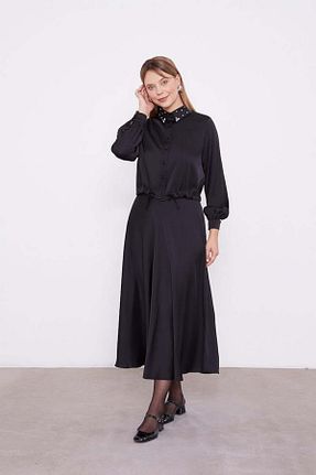 ست بالاتنه و پائین تنه حجاب مشکی زنانه اورسایز Levidor - کد 887636252