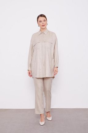 ست بالاتنه و پائین تنه حجاب طوسی زنانه اورسایز Levidor - کد 887643083