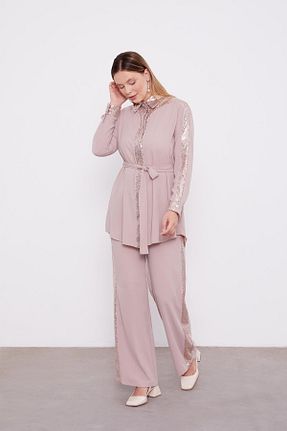 ست بالاتنه و پائین تنه حجاب قهوه ای زنانه اورسایز Levidor - کد 887642283