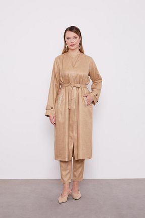 ست بالاتنه و پائین تنه حجاب بژ زنانه اورسایز Levidor - کد 887642995