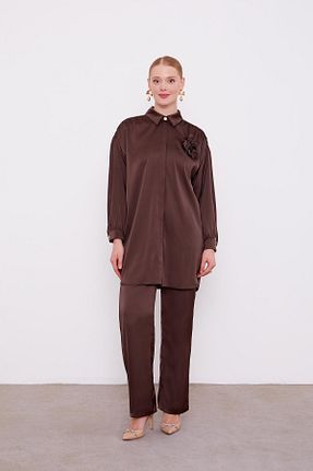 ست بالاتنه و پائین تنه حجاب قهوه ای زنانه رگولار Levidor - کد 887637209