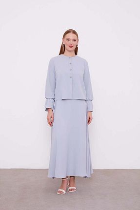 ست بالاتنه و پائین تنه حجاب طوسی اورسایز Levidor - کد 887636257