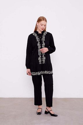 ست بالاتنه و پائین تنه حجاب مشکی زنانه اورسایز Levidor - کد 887637181