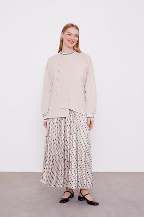 ست بالاتنه و پائین تنه حجاب بژ زنانه اورسایز Levidor - کد 887636313