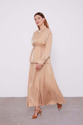 ست بالاتنه و پائین تنه حجاب قهوه ای زنانه رگولار Levidor - کد 887636289