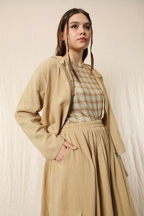 ست بالاتنه و پائین تنه حجاب بژ زنانه اورسایز ZÜLAYS - کد 833774936