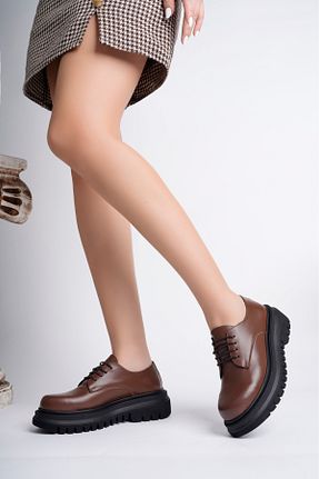 کفش لوفر قهوه ای زنانه چرم خالص Deripabuc - کد 885925995