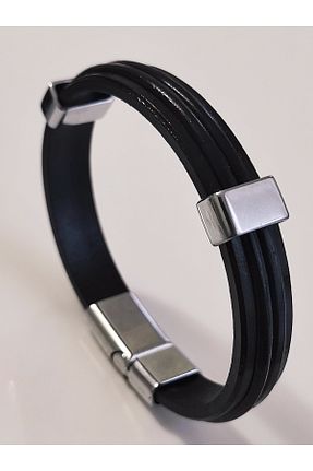 دستبند جواهر مشکی مردانه چرم hakıkı derı - کد 887752496
