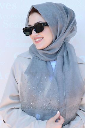 شال طوسی زنانه ابریشم Sacce Scarves&Accessories - کد 827892740