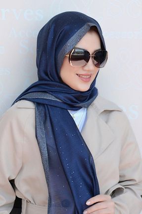شال سرمه ای زنانه ابریشم Sacce Scarves&Accessories - کد 827655674