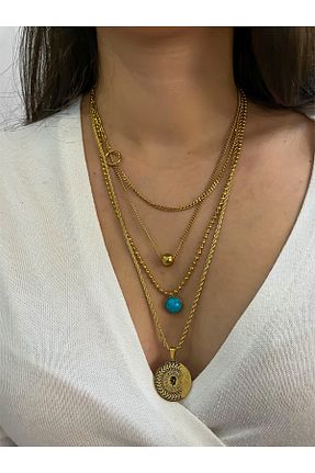 گردنبند استیل ( فولاد ) طلائی زنانه استیل ضد زنگ Jewelyf - کد 886343991
