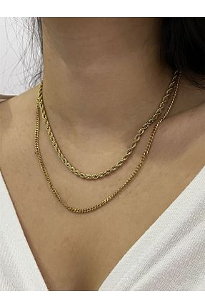 گردنبند استیل ( فولاد ) طلائی زنانه استیل ضد زنگ Jewelyf - کد 886345549