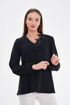 بلوز سایز بزرگ مشکی زنانه اورسایز Loom Boutique - کد 887782734