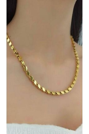 گردنبند استیل ( فولاد ) طلائی زنانه استیل (فولاد) EMKSHOP - کد 887822172