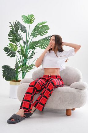 پائین تنه راحتی قرمز زنانه پنبه ای Arvin Pijama - کد 887850023