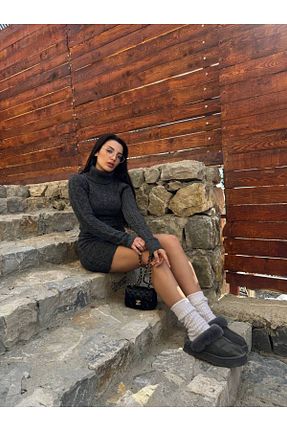 لباس طوسی زنانه تریکو ZF BUTİK - کد 887891706