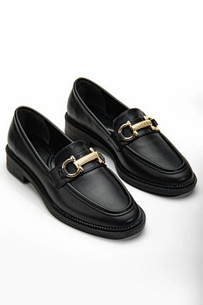 کفش لوفر مشکی زنانه چرم مصنوعی SH SİLVER MODA - کد 853372963