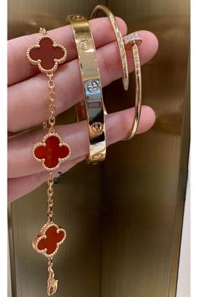 دستبند جواهر زرشکی زنانه زیرکن ANGELSS JEWELLERY - کد 887889663