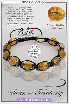 دستبند جواهر زرد زنانه سنگ طبیعی Erilsa - کد 880235895