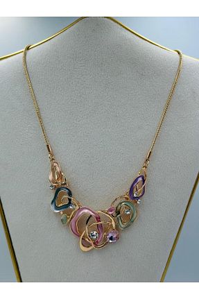 گردنبند جواهر رنگی زنانه برنجی MyladyAccessoriess - کد 887936359