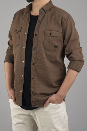 پیراهن قهوه ای مردانه تنگ bombe - کد 887968367