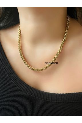 گردنبند استیل ( فولاد ) طلائی بچه گانه استیل (فولاد) SERAMOR - کد 887973845