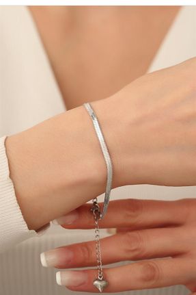 دستبند استیل (فولاد) طوسی زنانه استیل ضد زنگ Tilde - کد 872750869