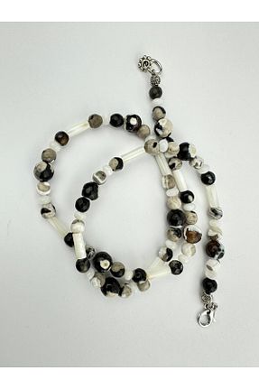 گردنبند جواهر مشکی زنانه سنگ طبیعی Amber Koleksiyon - کد 888855994