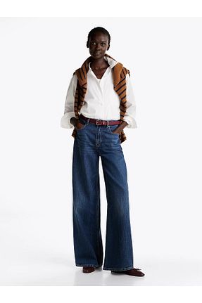 شلوار جین سرمه ای زنانه پاچه گشاد Tommy Hilfiger - کد 888032828