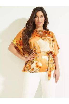 بلوز نارنجی زنانه گلدار Guess - کد 888589096
