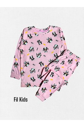 ست لباس راحتی صورتی بچه گانه طرح حیوانات elmas kids - کد 888134958