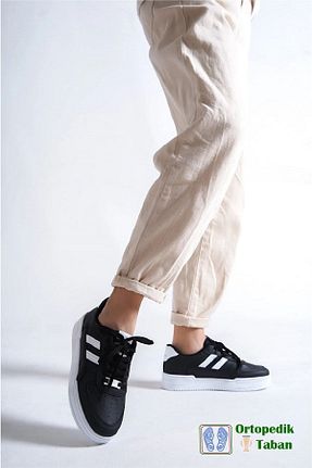 کفش اسنیکر مشکی زنانه بند دار LANDSHOES - کد 881525444