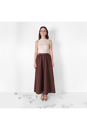 دامن قهوه ای زنانه بافتنی The Reyda - کد 887683547