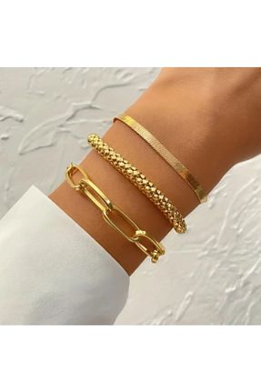 دستبند استیل (فولاد) طلائی زنانه استیل (فولاد) LAYDA LARA ACCESSORY - کد 888147908