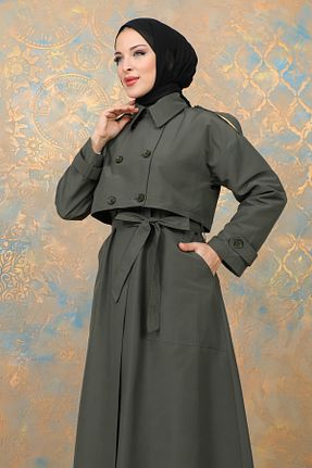 مانتو بلند خاکی زنانه پنبه ای KADEEM - کد 888152256