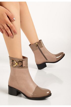بوت / نیم بوت طوسی زنانه چرم خالص ANALİN SHOES - کد 878974410