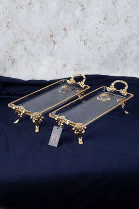 کاسه و بشقاب دکوراتیو طلائی شیشه ARGKRİSTAL - کد 888599033