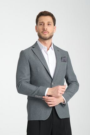 کت بلیزر طوسی مردانه Keten Görünümlü Frappoli - کد 884254267