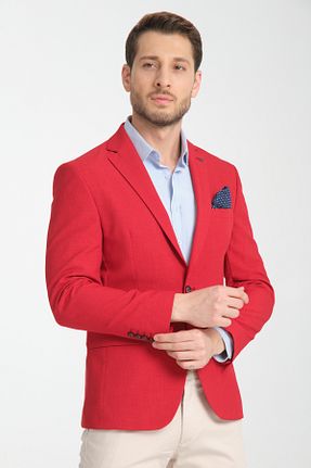 کت بلیزر قرمز مردانه پلی ویسکون Frappoli - کد 886707196