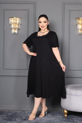 لباس سایز بزرگ مشکی زنانه بافت şuranur - کد 888600554