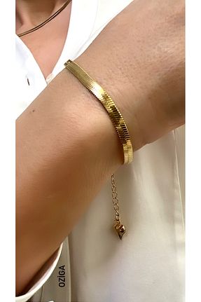 دستبند استیل (فولاد) طلائی زنانه استیل (فولاد) Ozi - کد 888188162